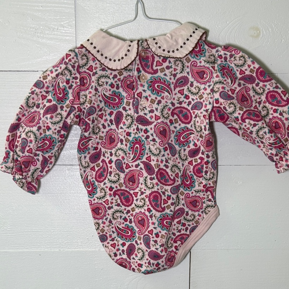 Mary Engelbreit Baby Pink Paisley Baby Outfit with Collar - Picture 9 of 9
